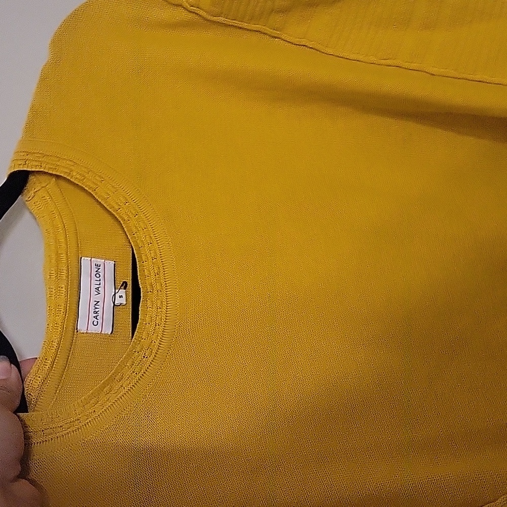 Caryn Vallone mustard yellow sweater